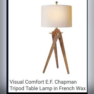 Visual Comfort brass & wood tripod table lamp BASE ONLY